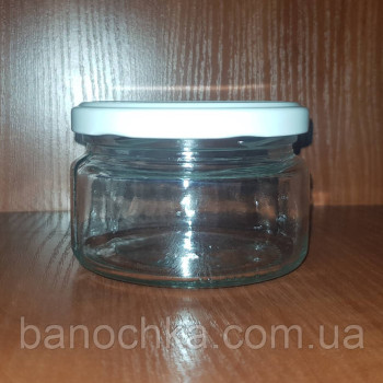 Банка скло 250 мл з білою кришкою 82 мм (15 штук)