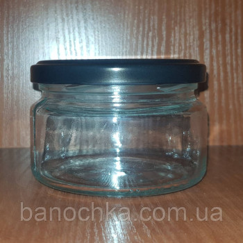 Банка скляна 250 мл з чорною кришкою ТО 82 мм (15 штук)