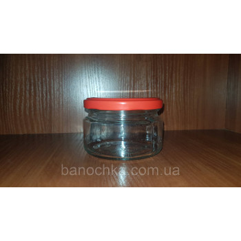 Банка скло 250 мл з червоною кришкою ТО 82 мм (15 штук)