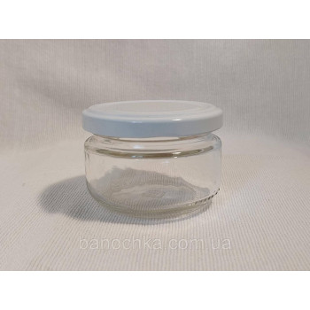 Банка скляна 100 мл з білою кришкою 66 мм (24 штуки)