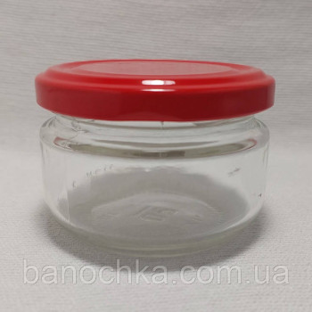 Банка скляна 100 мл із червоною кришкою 66 мм (24 штуки)
