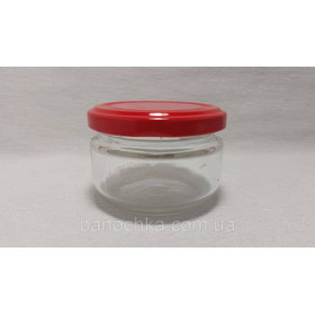 Банка скляна 100 мл із червоною кришкою 66 мм (24 штуки)