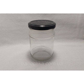 Банка скляна 250 мл з чорною кришкою 66 мм (24 штуки)