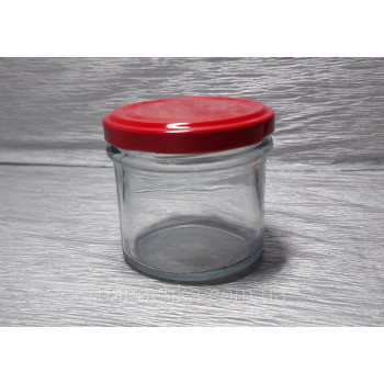 Банка скляна 135 мл з червоною кришкою 63 мм (25 штук)